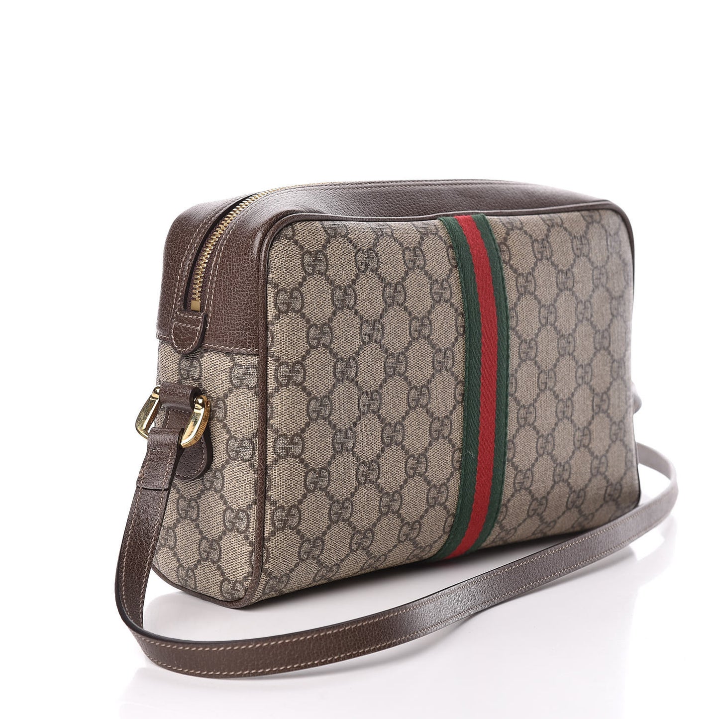 GG Supreme Monogram Web Small Ophidia Shoulder Bag Brown