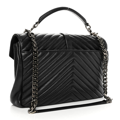 Saint Laurent Sheepskin Matelasse Chevron Monogram Large College Satchel Black 3 of 9