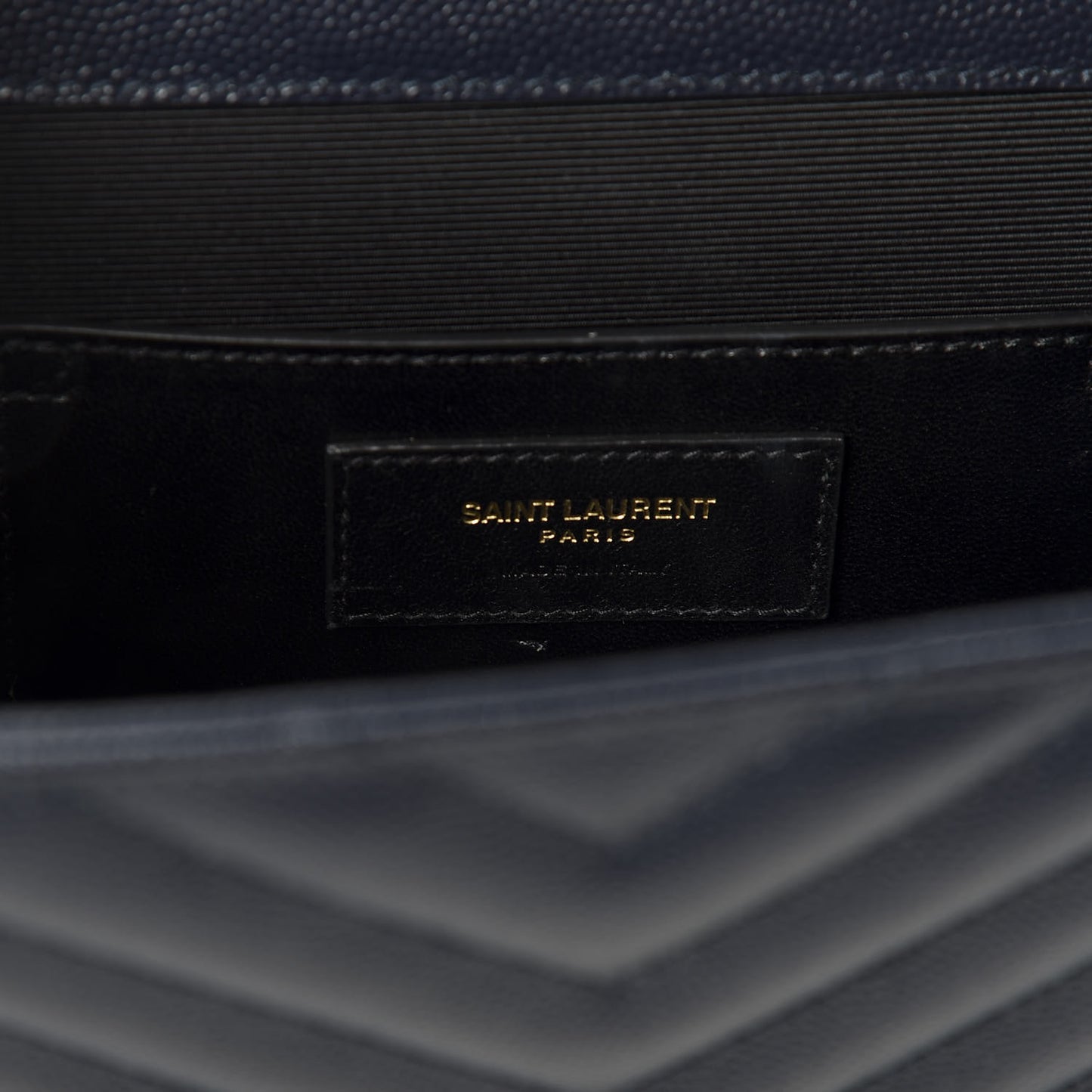 Grain De Poudre Matelasse Chevron Medium Monogram Satchel Midnight Blue