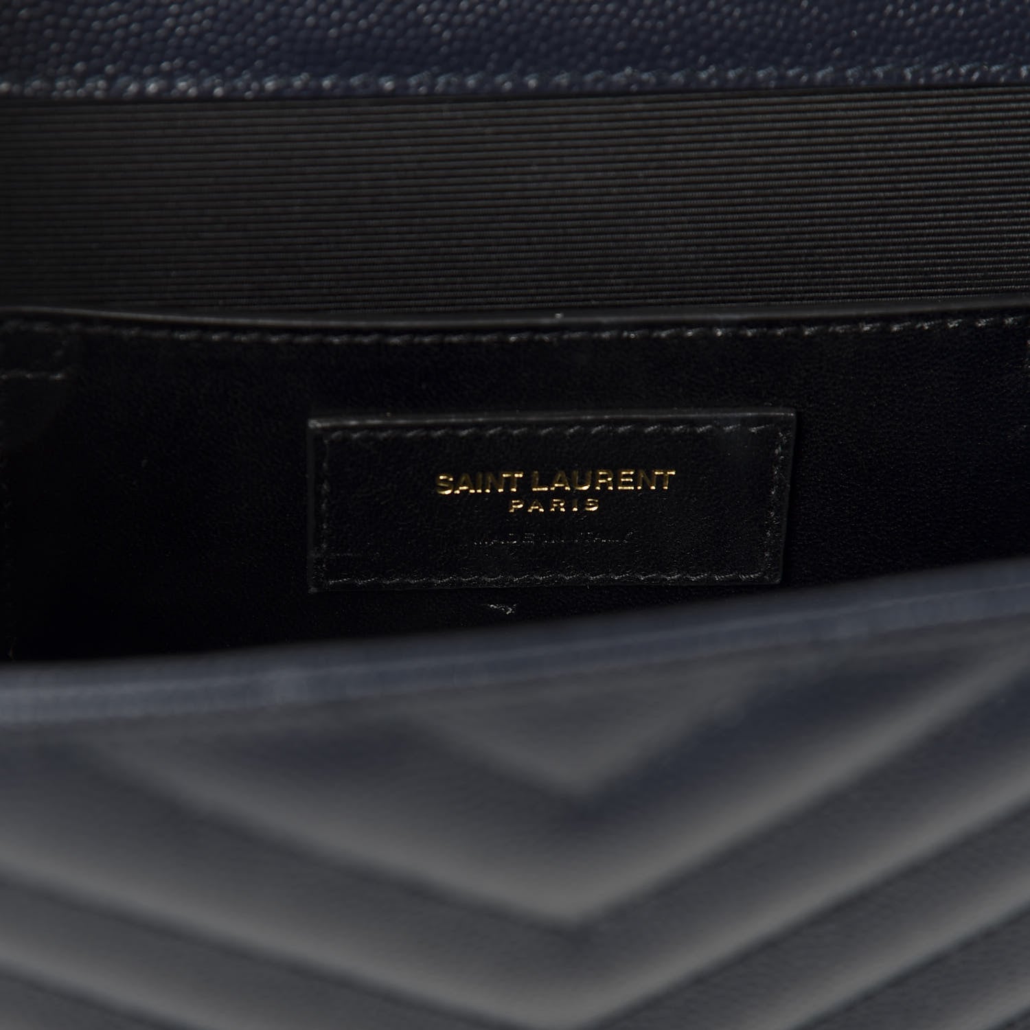 Saint Laurent Grain De Poudre Matelasse Chevron Medium Monogram Satchel Midnight Blue 8 of 9