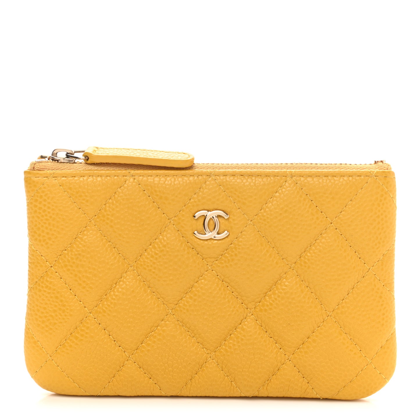 Caviar Quilted Small Cosmetic Case Yellow