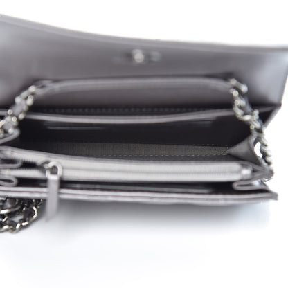 Chanel Lambskin Quilted Pearl My Shoulder Mini French Wallet On Chain WOC Silver 5 of 9