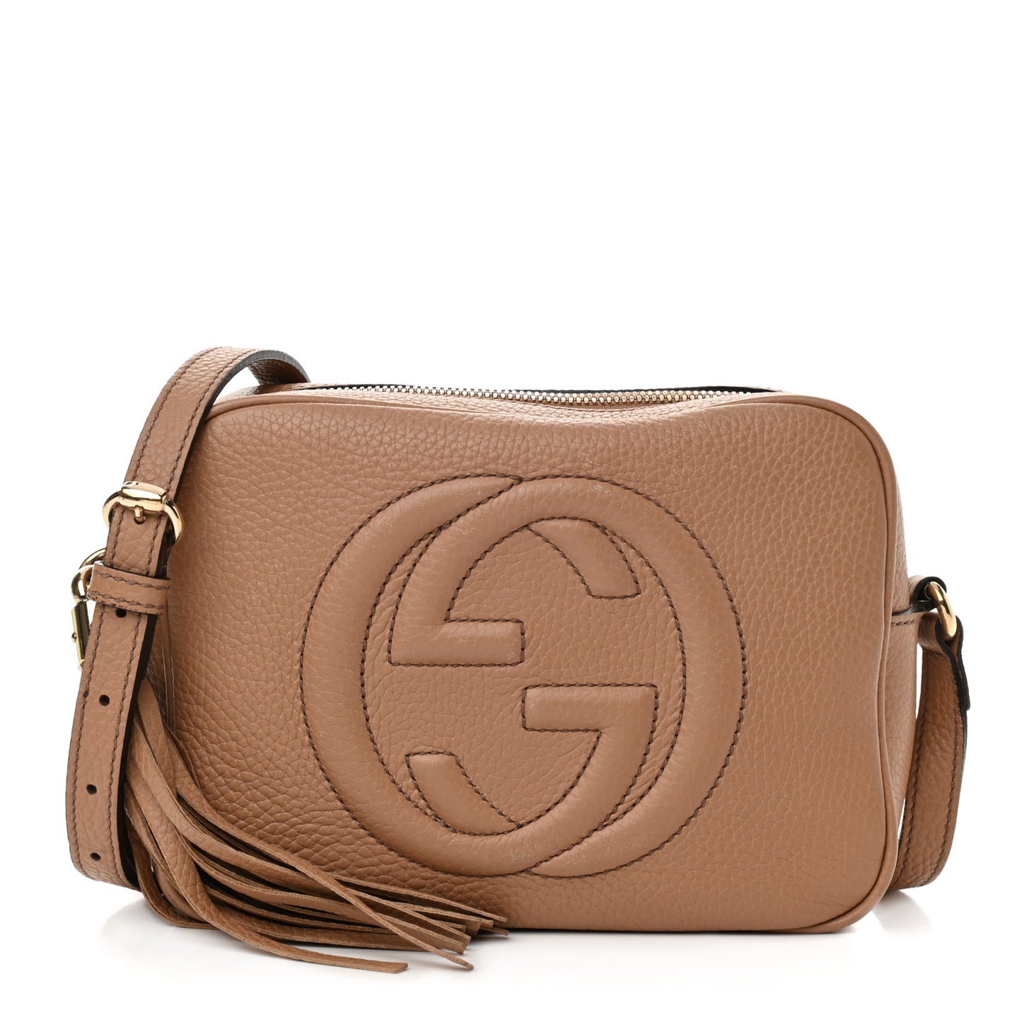 Pebbled Calfskin Small Soho Disco Bag Camelia