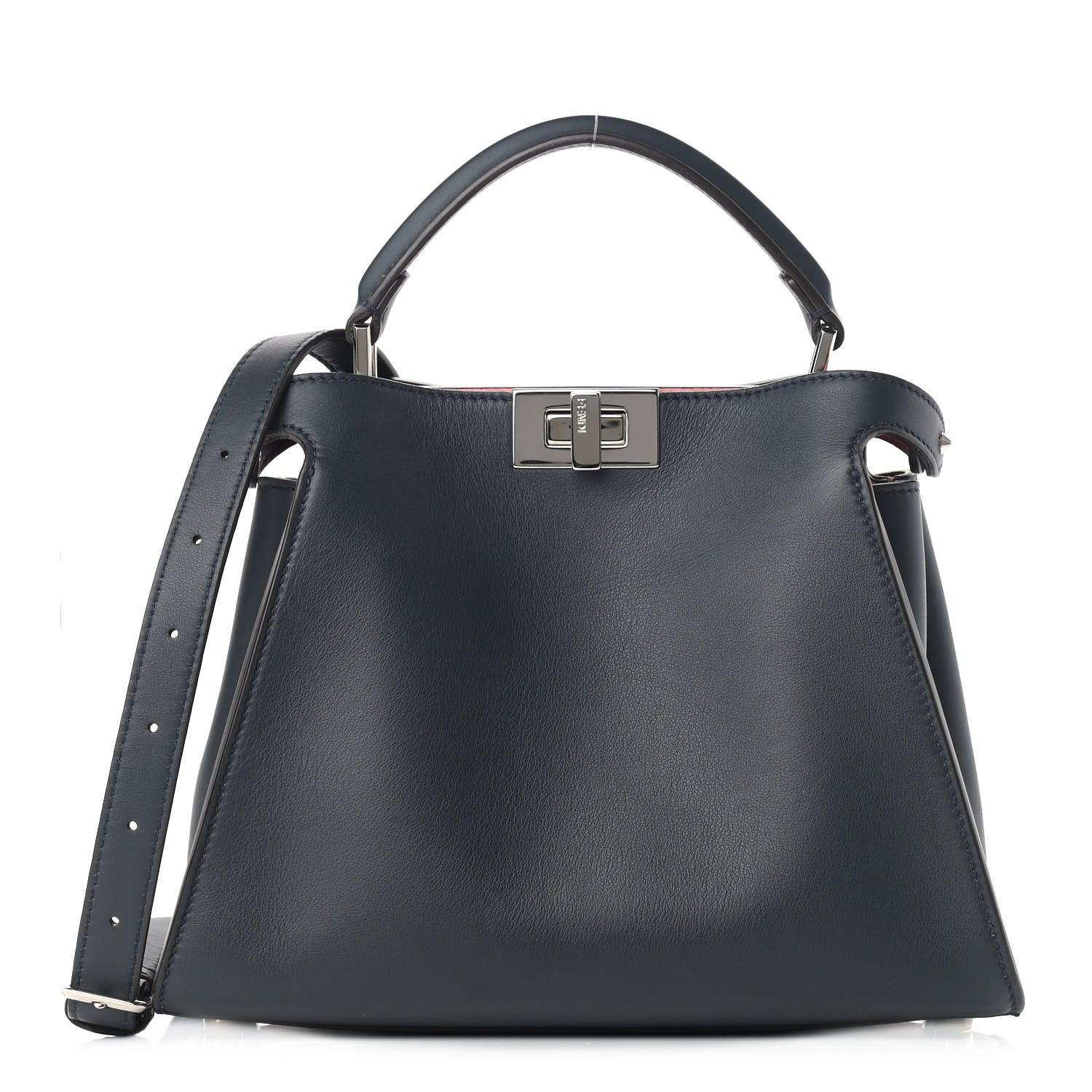 Fendi Vitello Medium Peekaboo Iconic Essentially Satchel Blue Notte Flamingo Black Cherry 1 of 12