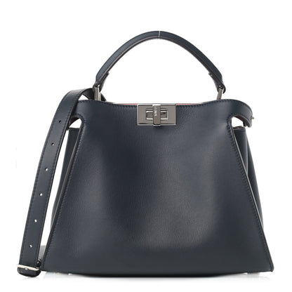 Fendi Vitello Medium Peekaboo Iconic Essentially Satchel Blue Notte Flamingo Black Cherry 1 of 12