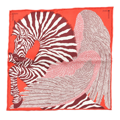 Hermes Silk Carre Zebra Pegasus Nano Scarf 20 Rouge Bordeaux Black 1 of 4