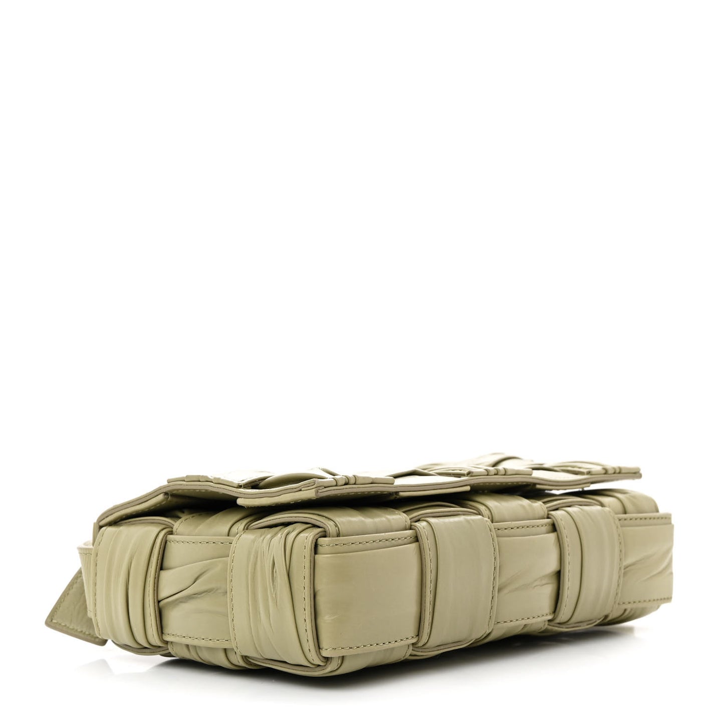 Calfskin Intreccio Plisse Small Cassette Crossbody Bag Travertine