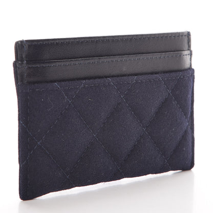 Chanel Felt Quilted Coco Mademoiselle CC Card Holder Navy 3 of 9