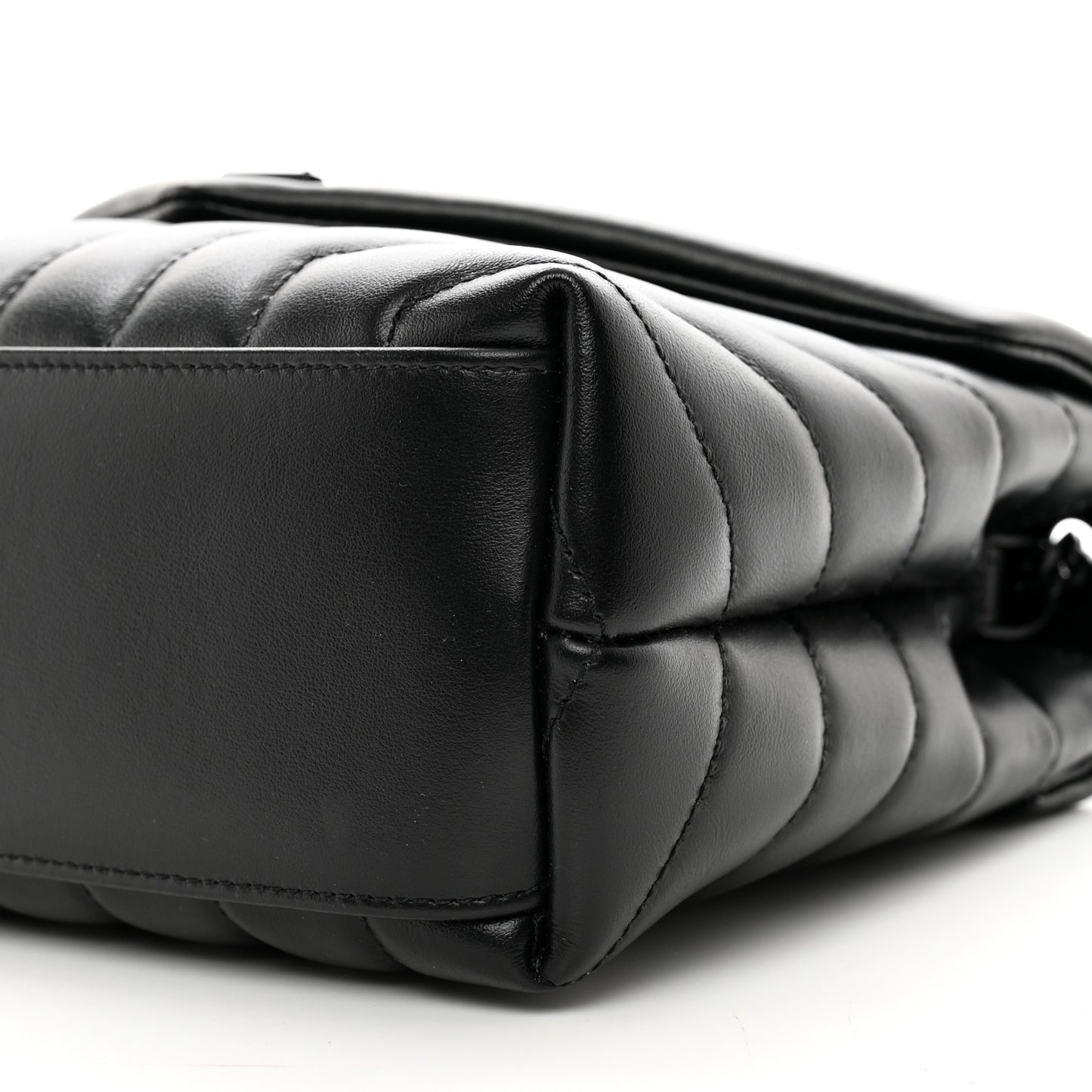 Calfskin Y Quilted Monogram Monochrome Small Loulou Chain Satchel Black