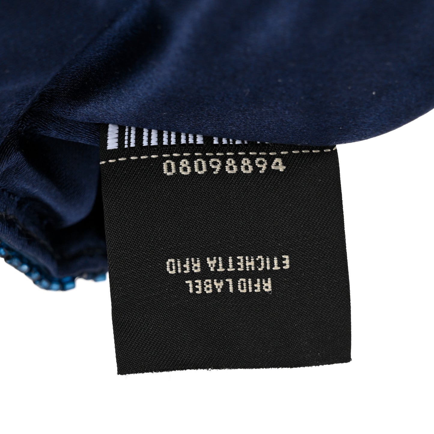 Sequin Paillettes Vitello Grace Striped Mini Baguette Dark Blue Lunai