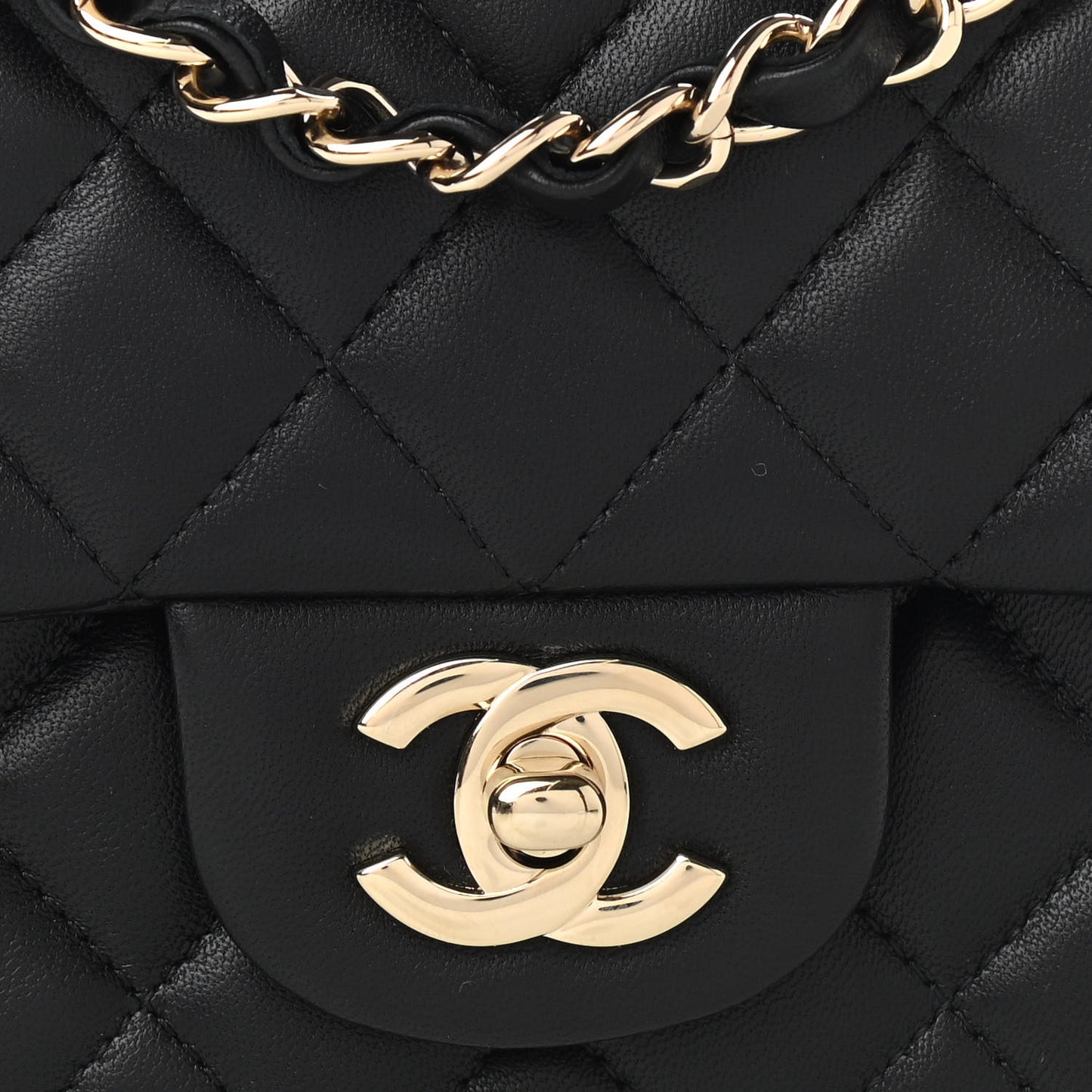 Lambskin Quilted Mini Rectangular Flap Black