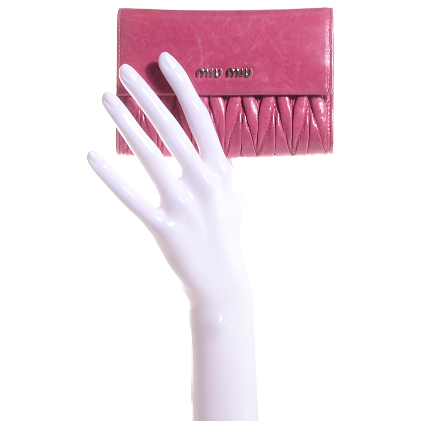 Matelasse Lux Tri-Fold Flap Wallet Peonia