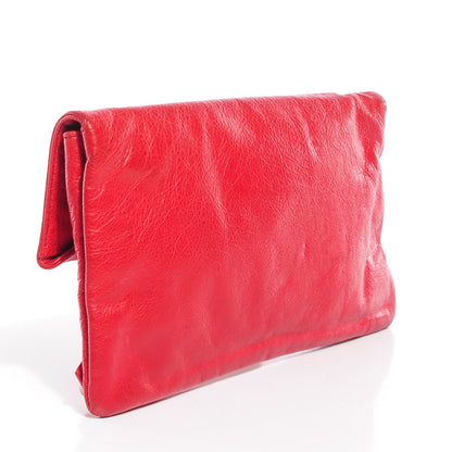 Balenciaga Agneau Giant 21 Rose Gold Hardware Envelope Clutch Rouge Coquelicot 3 of 10