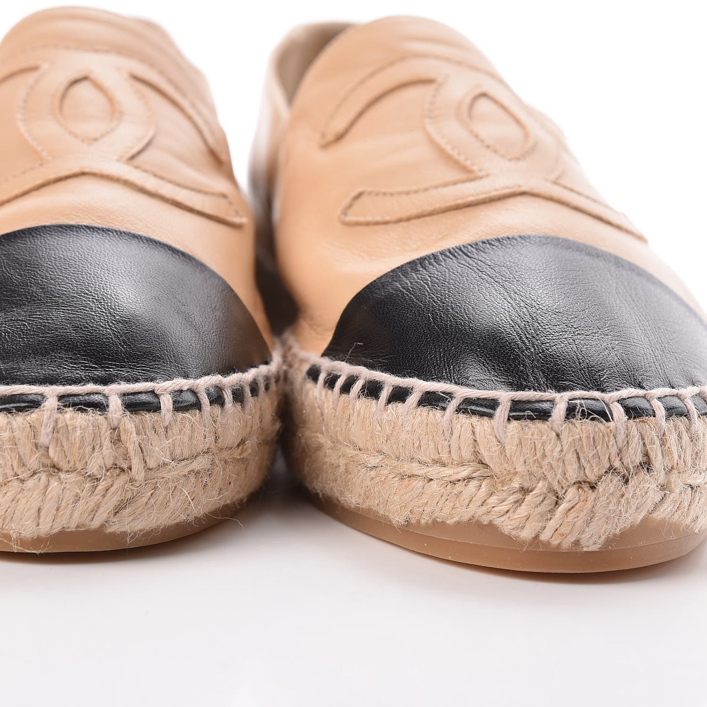 Lambskin CC Espadrilles 38 Beige Black