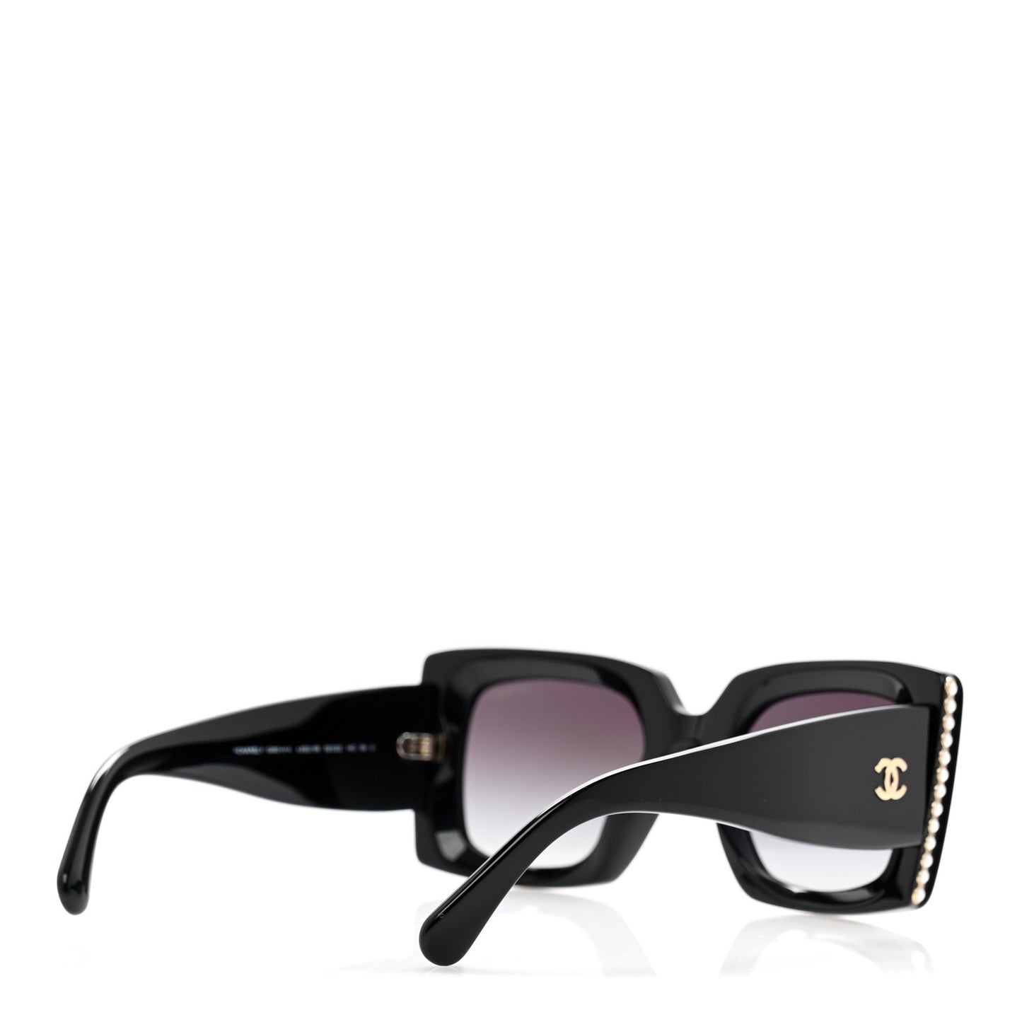 Acetate Pearl Rectangle Sunglasses 5480-H-A Black