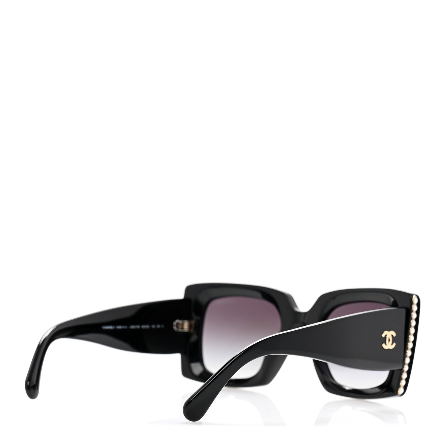 Chanel Acetate Pearl Rectangle Sunglasses 5480-H-A Black 4 of 9