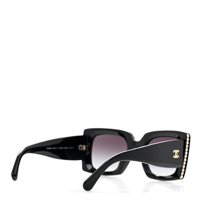 Chanel Acetate Pearl Rectangle Sunglasses 5480-H-A Black 4 of 9