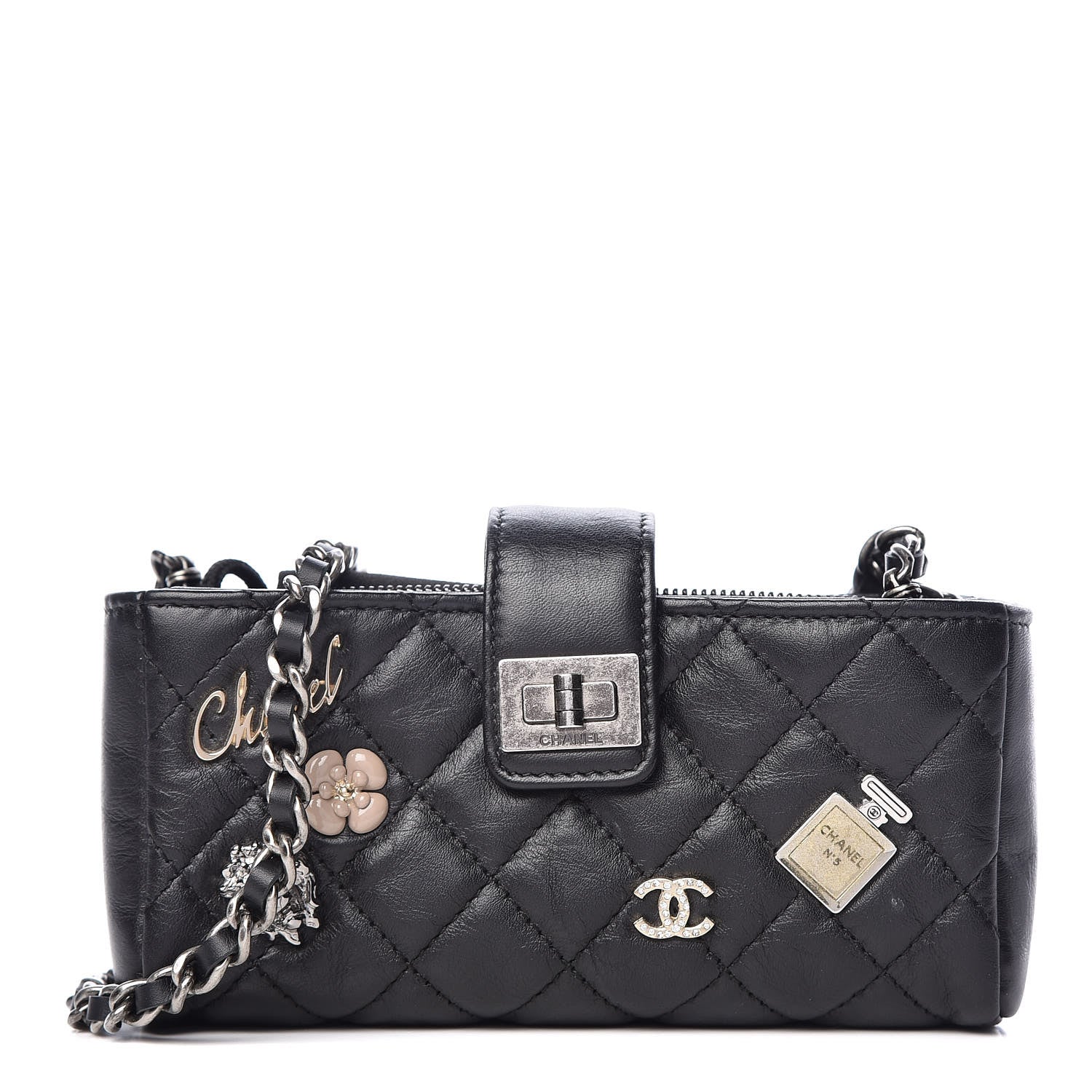 Chanel Aged Calfskin Lucky Charms 2.55 Reissue Mini Clutch With Chain Black 1 of 11