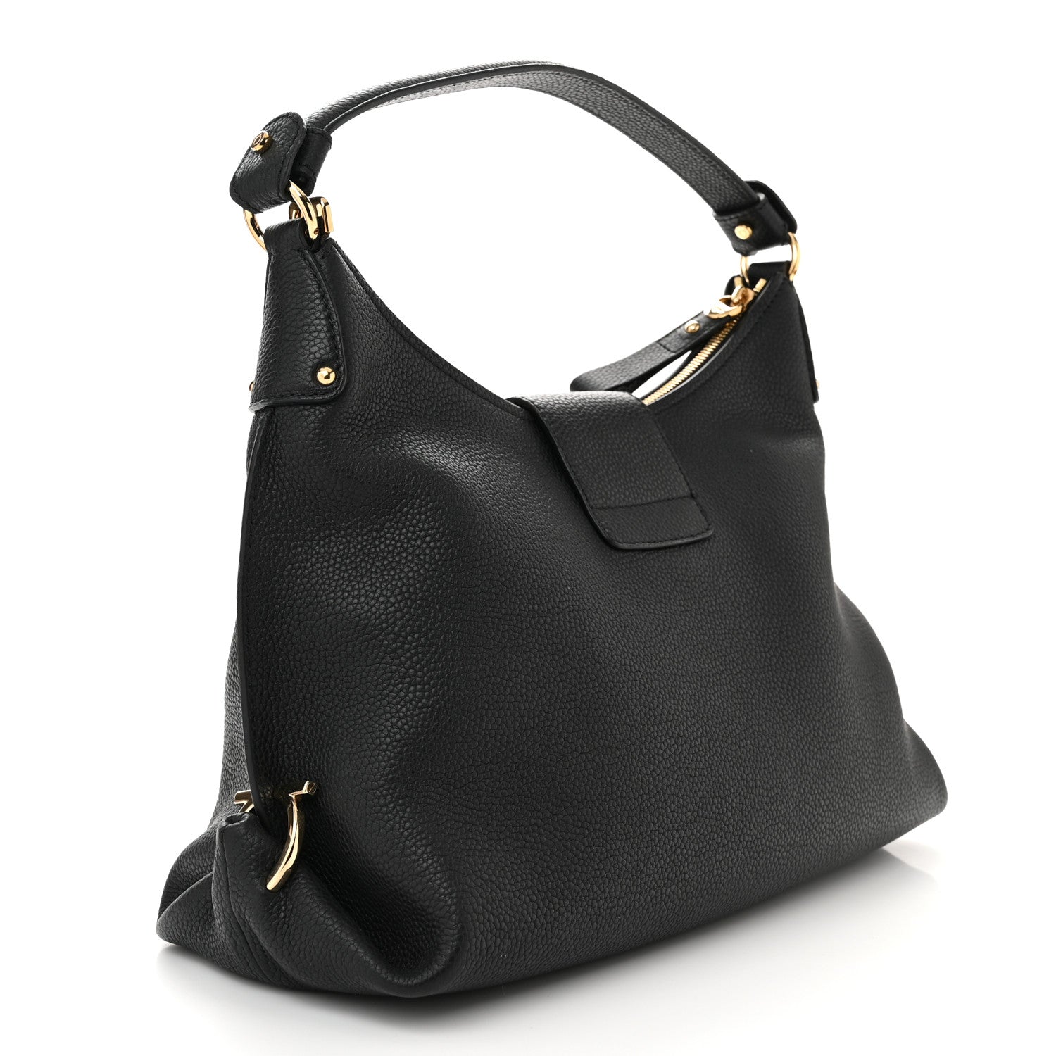 Salvatore Ferragamo Calfskin Fanisa Gancini Hobo Black 3 of 9