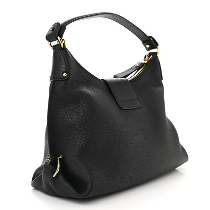 Salvatore Ferragamo Calfskin Fanisa Gancini Hobo Black 3 of 9