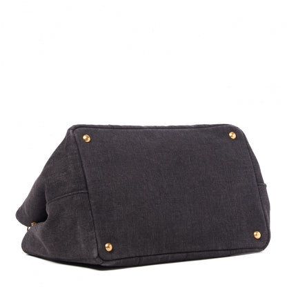 Prada Denim Logo Tote Black 3 of 9
