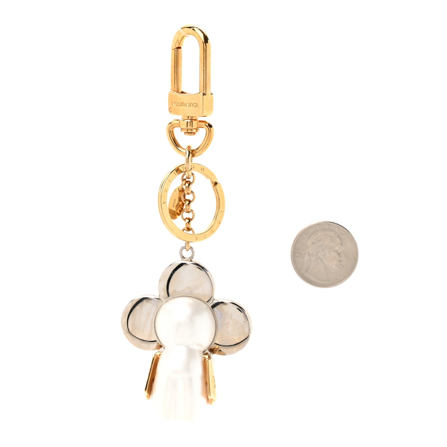 Louis Vuitton Giant Monogram Vivienne Bag Charm Key Holder Silver White Gold 2 of 4