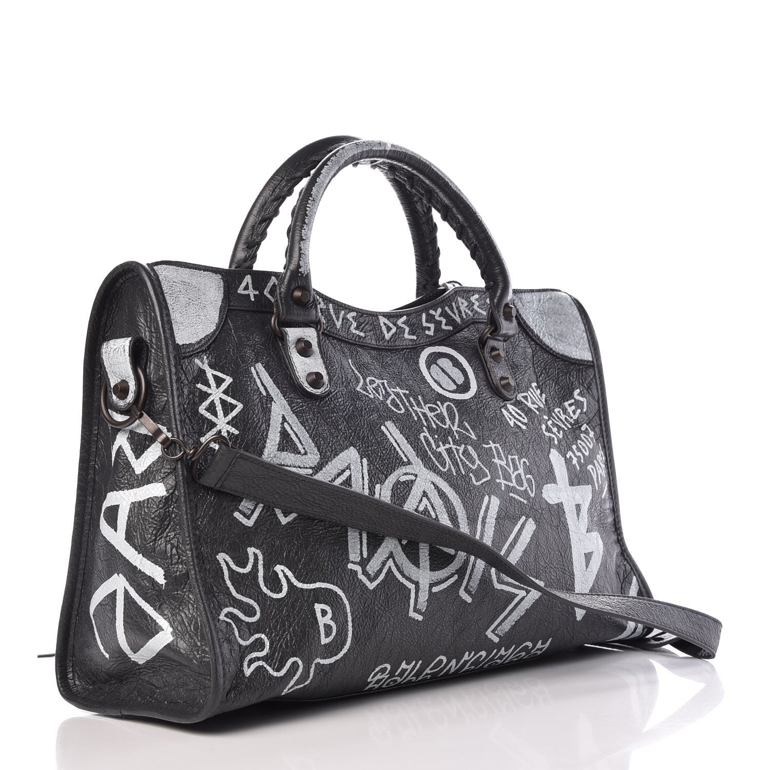 Balenciaga Agneau Arena Graffiti All Over Classic Hardware City Gris Fossile White 4 of 8