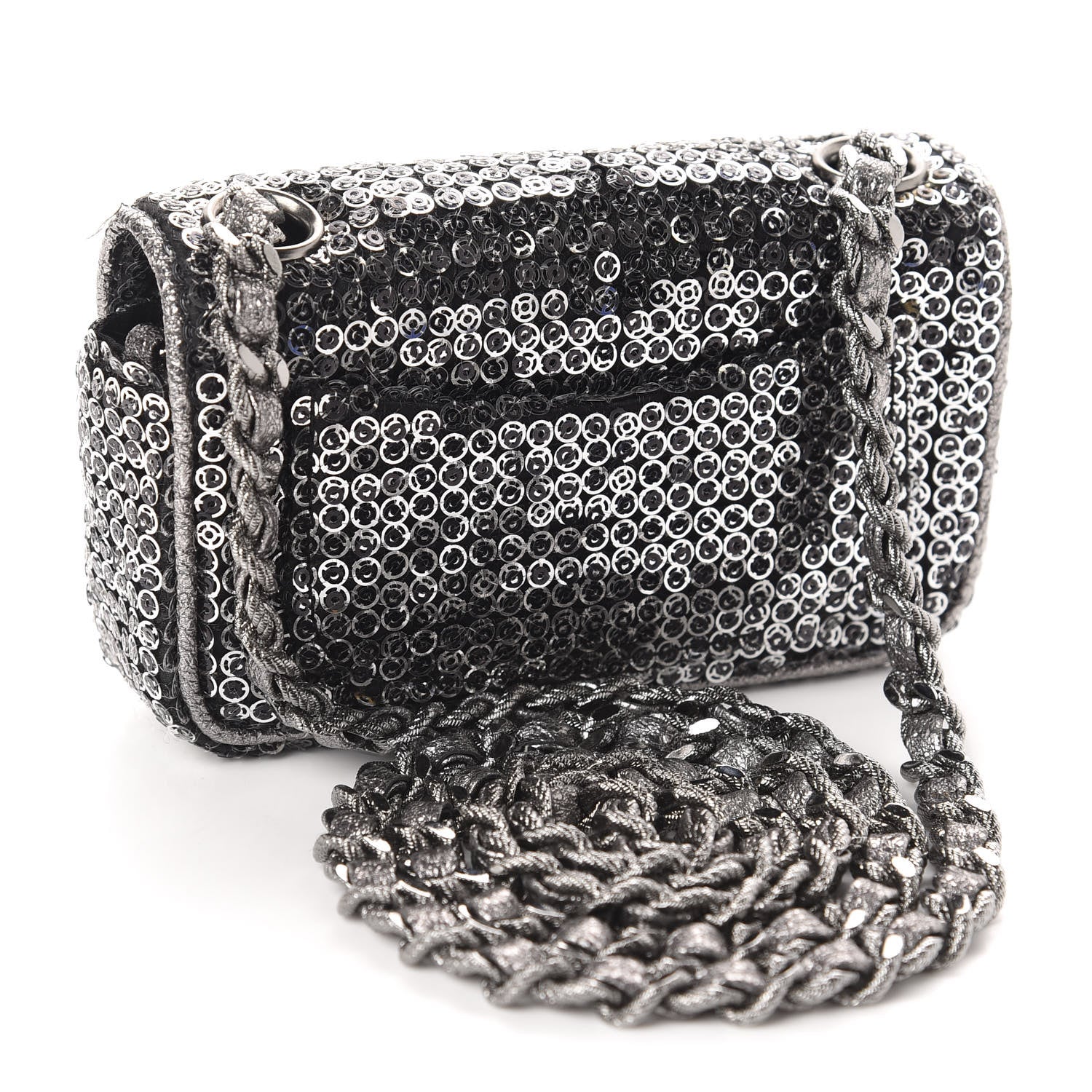 Chanel Sequin Micro Flap Dark Silver 3 of 12