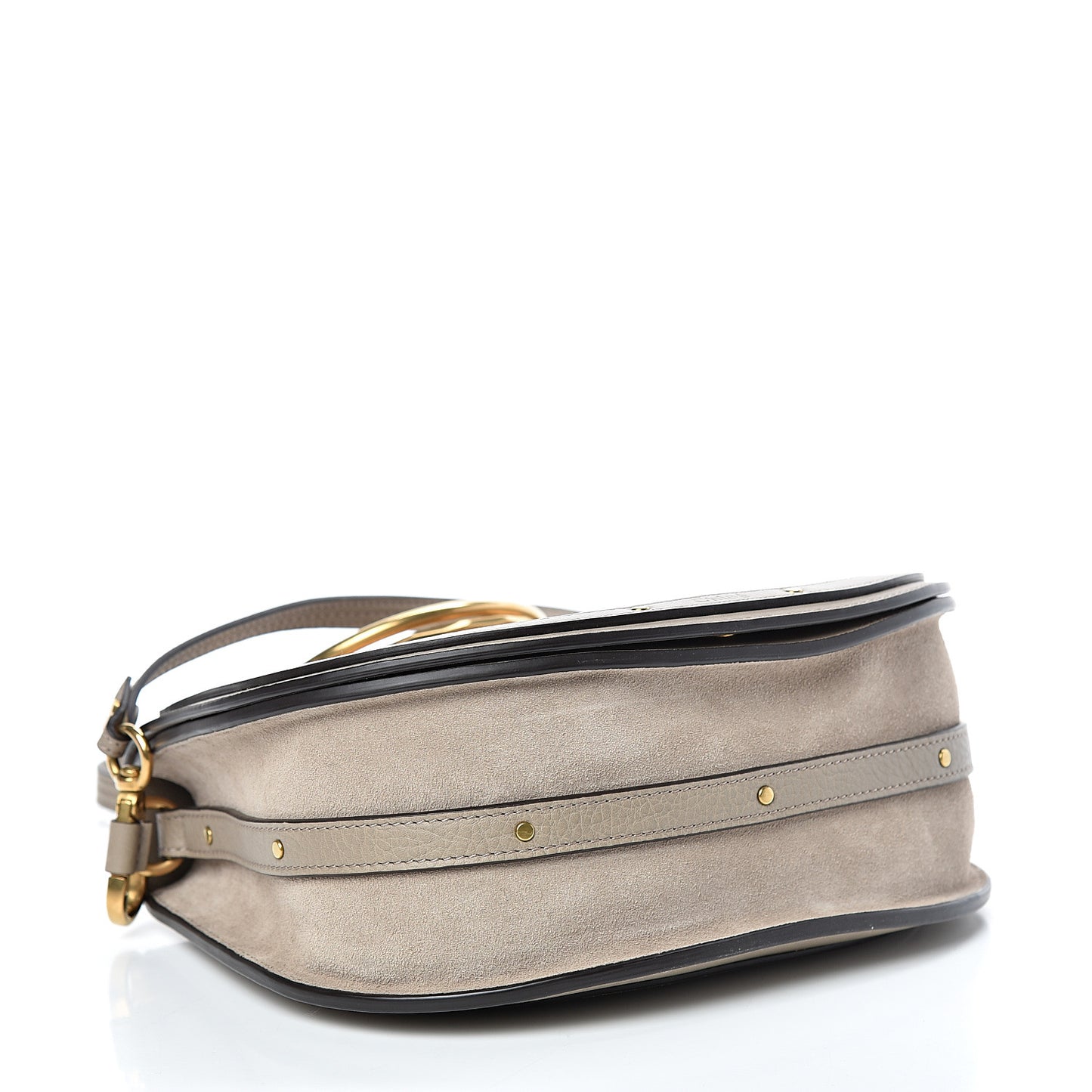 Calfskin Suede Medium Nile Bracelet Bag Motty Grey