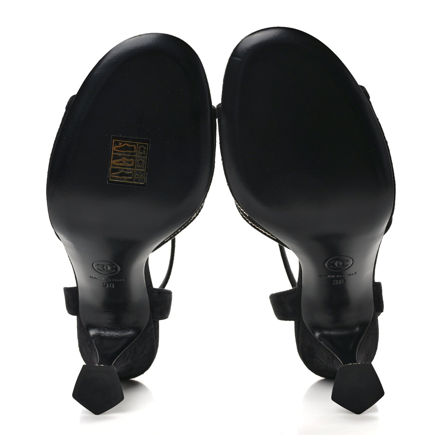 Suede Kidskin Chain Sandals 38 Black