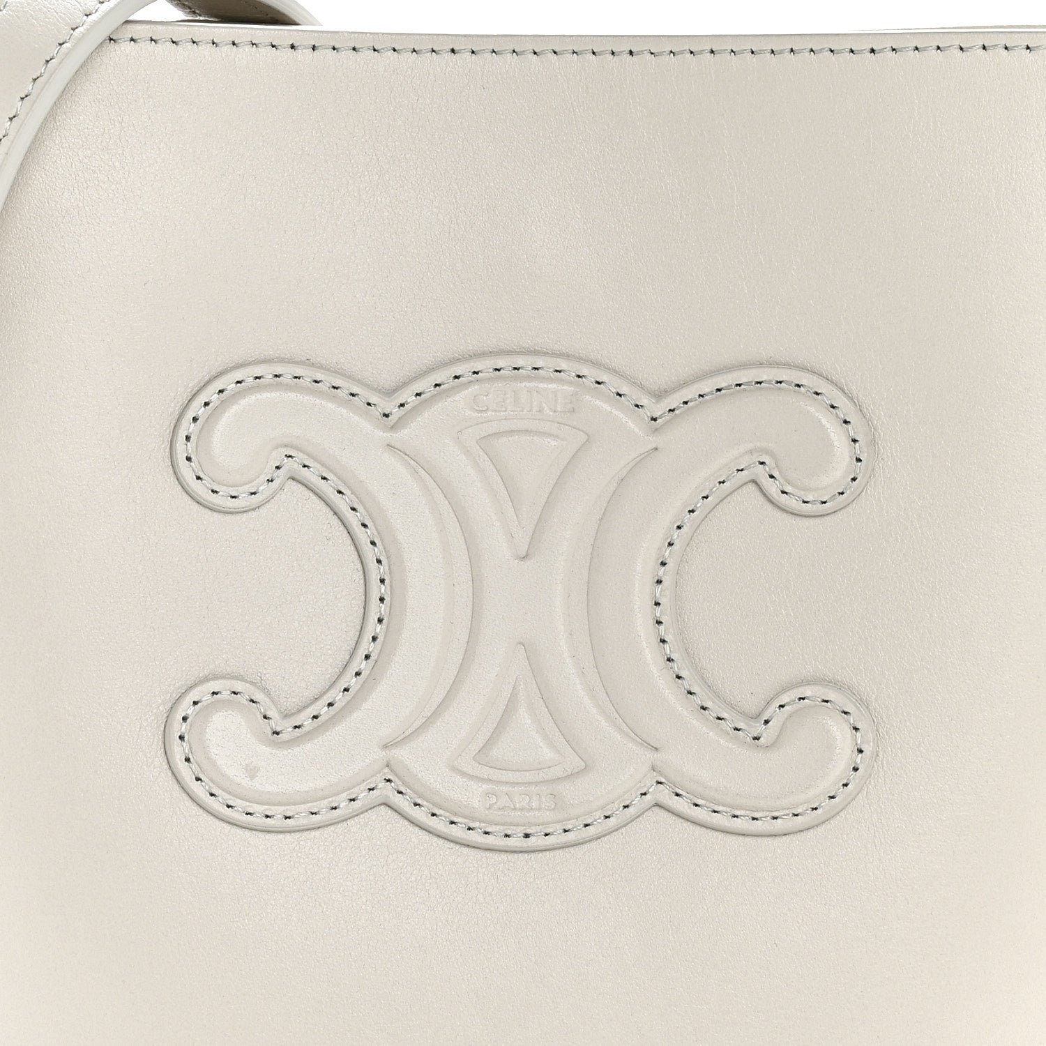 Celine Smooth Calfskin Mini Cuir Triomphe Bucket Bag White 6 of 12
