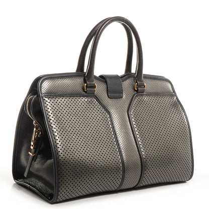 Saint Laurent Leather Perforated Large Cabas ChYc Pewter 3 of 8
