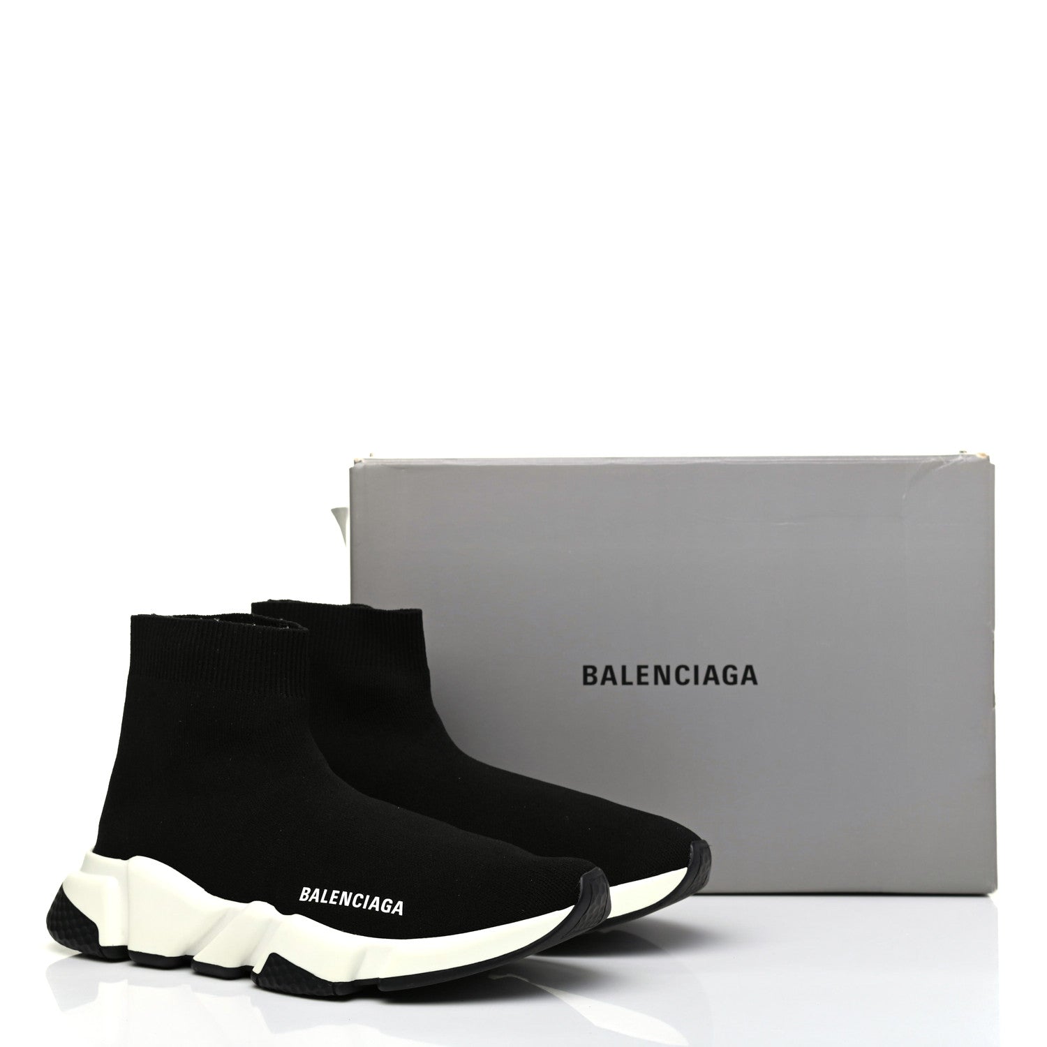 Balenciaga Neoprene Knit Womens Speed Sneakers 39 Black White 12 of 12