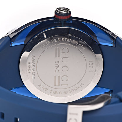 Gucci Stainless Steel Rubber 46mm Sync Web Quartz Watch Blue 9 of 10