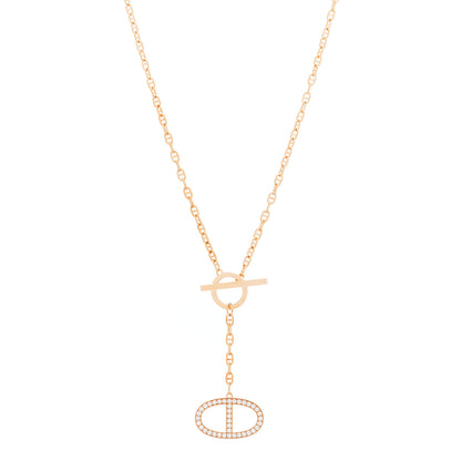 Hermes 18K Rose Gold Diamond GM Chaine D'Ancre Contour Pendant Necklace SH 1 of 7