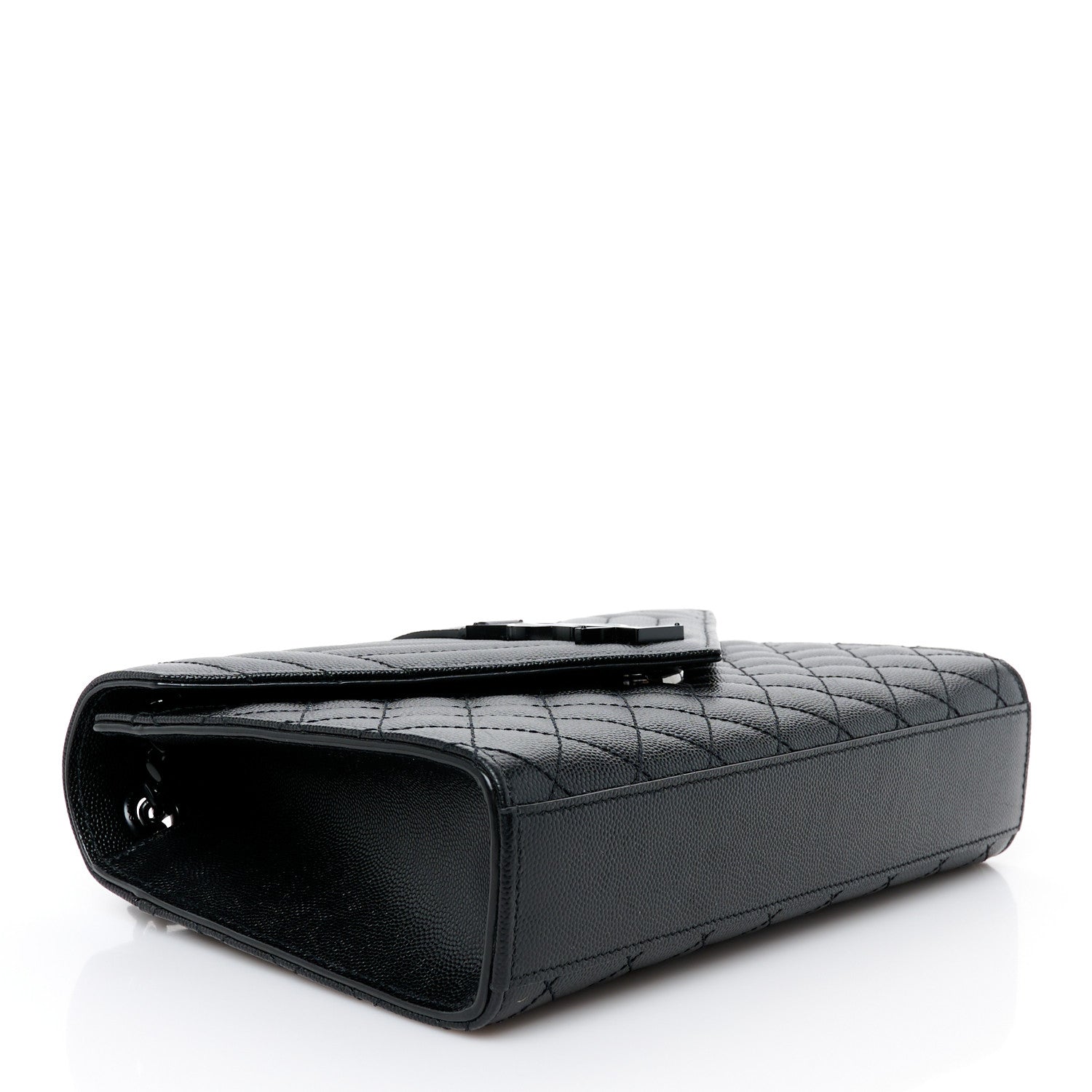 Saint Laurent Grain De Poudre Textured Mixed Matelasse Triquilt Medium Monogram Monochrome Satchel Black 4 of 11