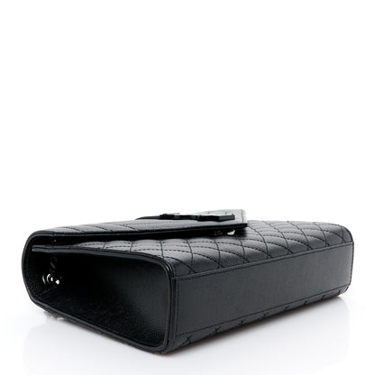 Saint Laurent Grain De Poudre Textured Mixed Matelasse Triquilt Medium Monogram Monochrome Satchel Black 4 of 11