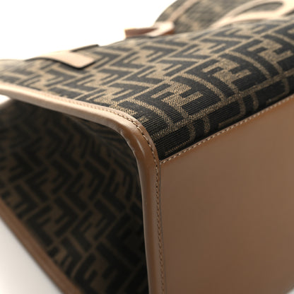 Fendi Fabric Jacquard FF 1974 Logo Large Fendi Sunshine Shopper Tote Tobacco Moro Sand 8 of 11