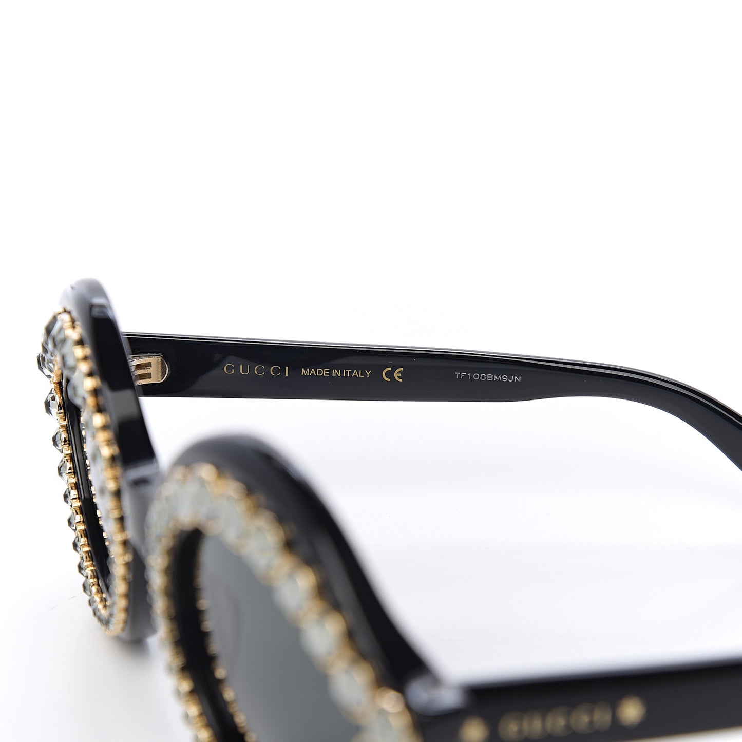 Acetate Crystal Studded Cat Eye Sunglasses GG0045/S Black