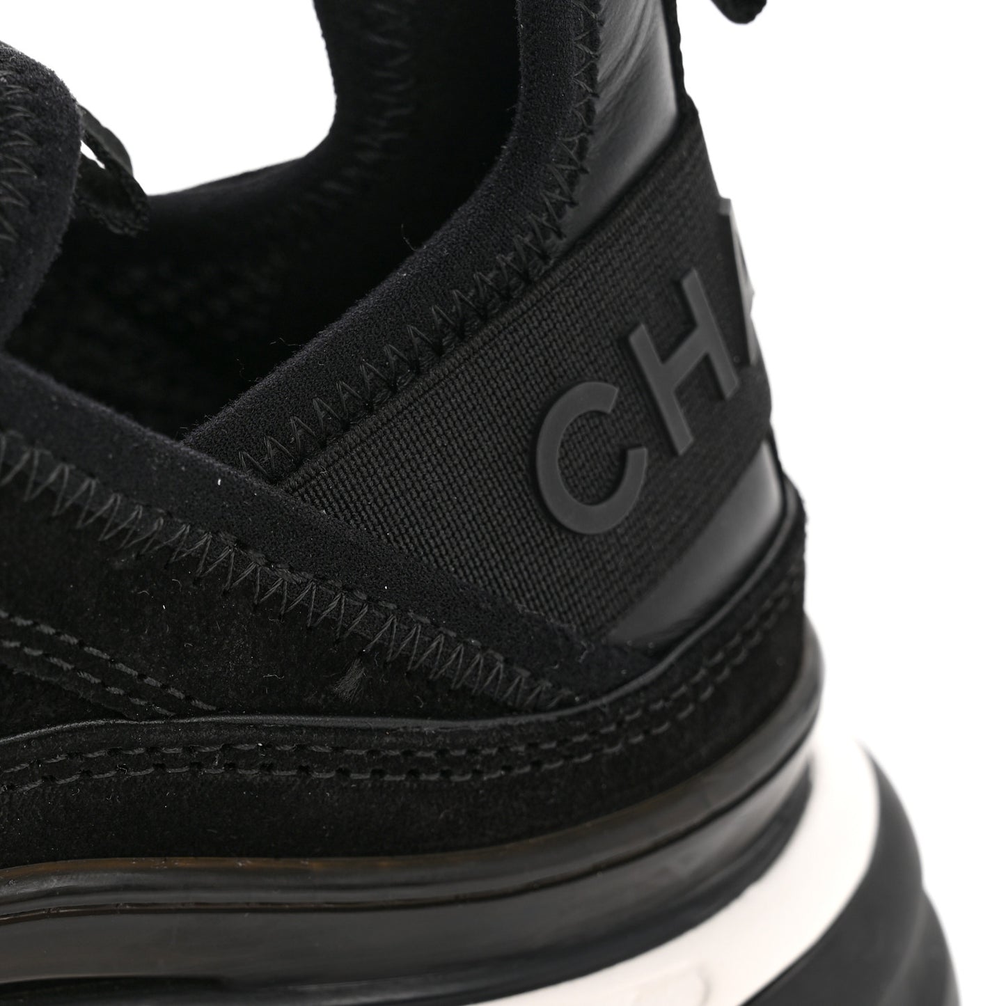 Suede Calfskin Nylon Grosgrain CC Sneakers 38 Black