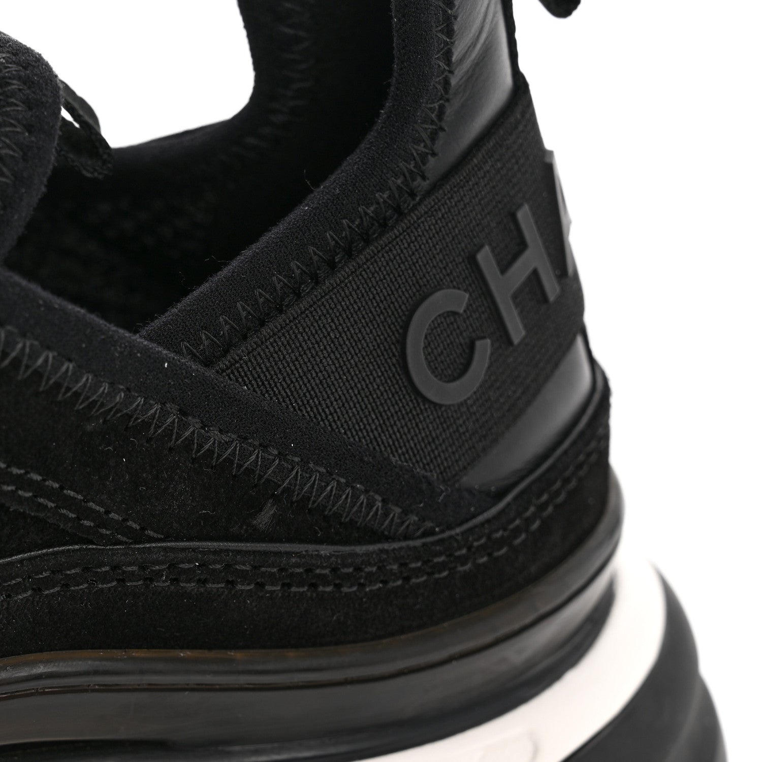 Chanel Suede Calfskin Nylon Grosgrain CC Sneakers 38 Black 10 of 10