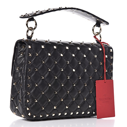 Valentino Garavani Lambskin VLTN Print Medium Rockstud Spike Shoulder Bag Black 3 of 16