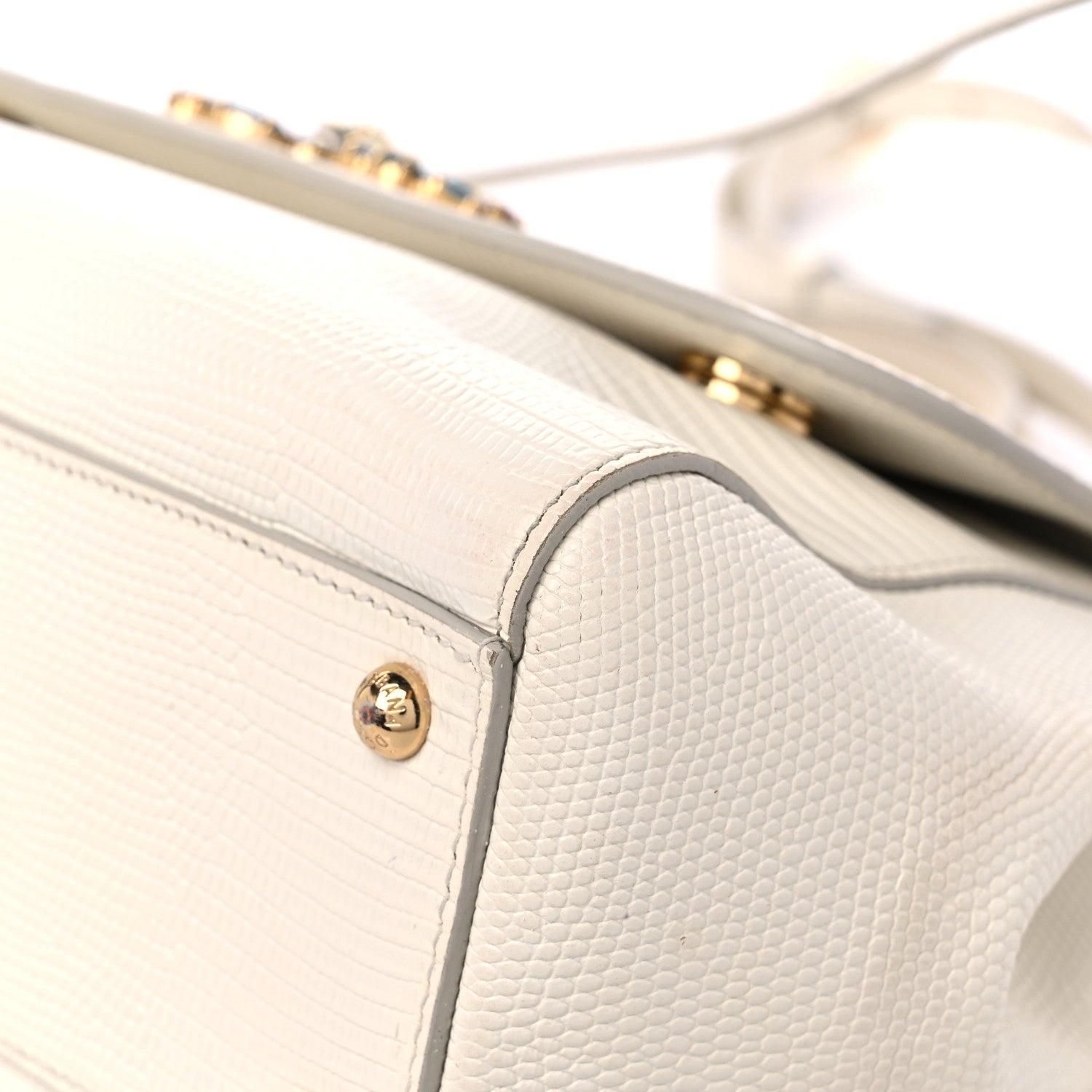 Dolce & Gabbana Stampa Iguana Crystal Medium Miss Sicily Satchel White 8 of 22