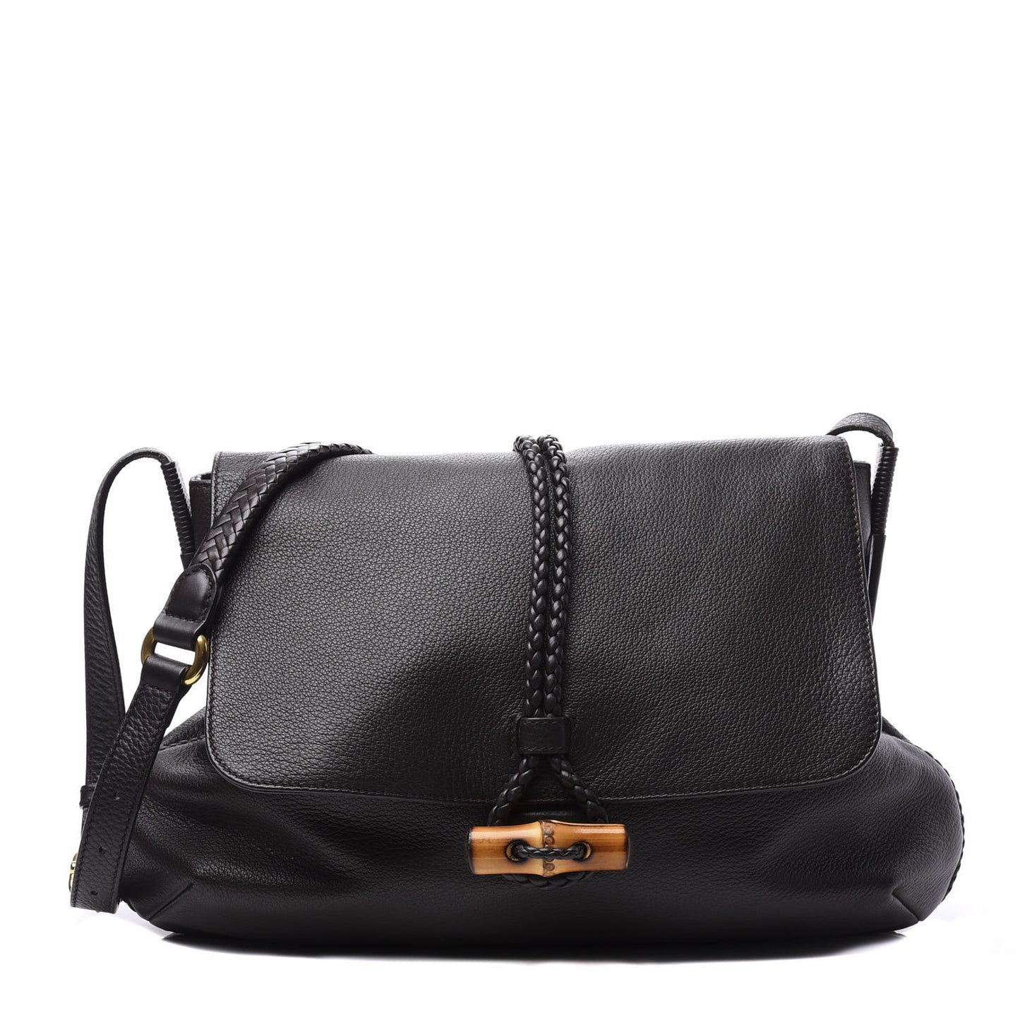 Deerskin Hip Bamboo Messenger Bag Dark Cocoa