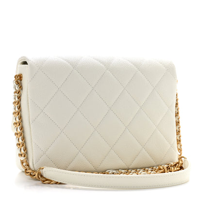 Chanel Caviar Quilted Small Chain Melody Flap White 3 of 9