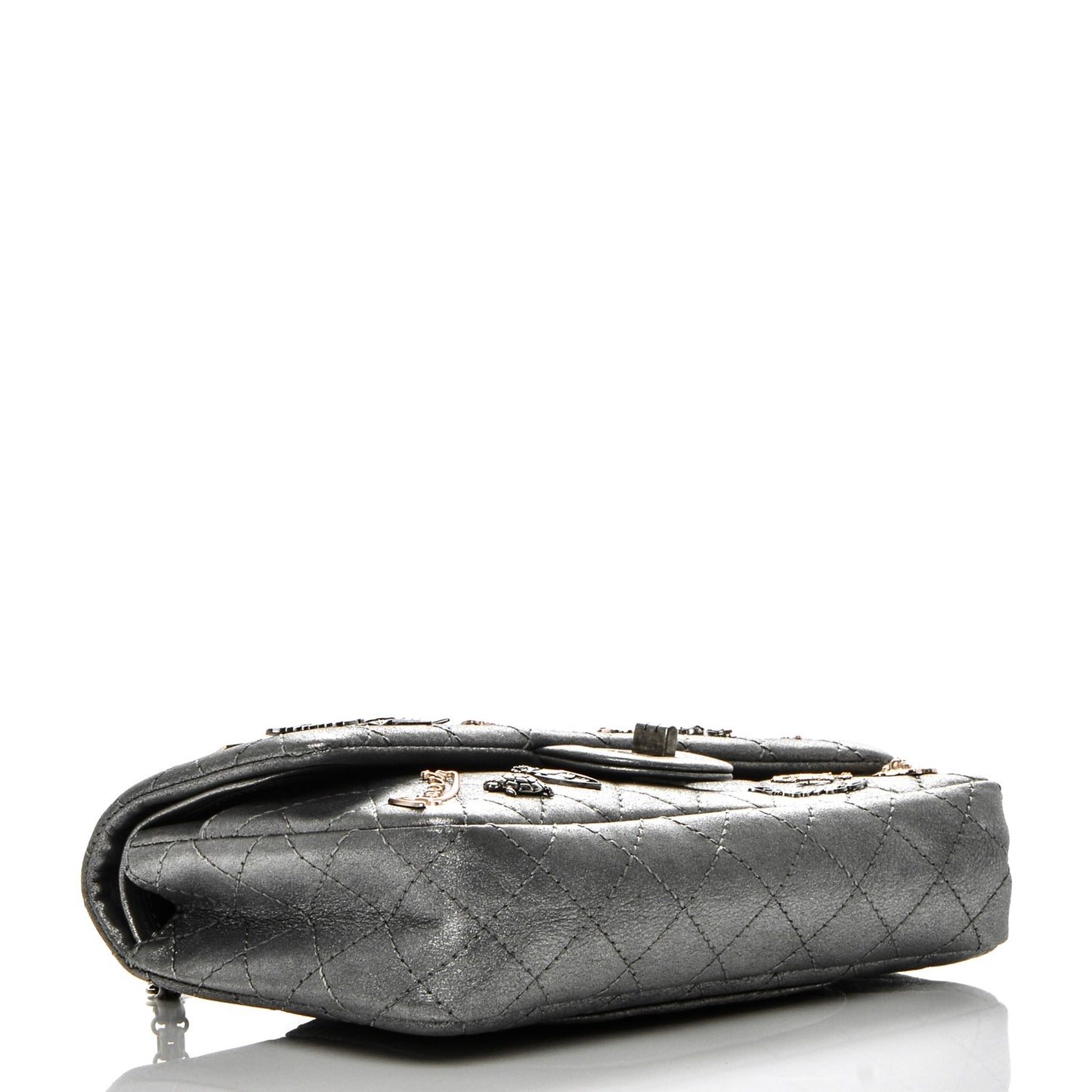 Metallic Calfskin Quilted Lucky Charms 2.55 Reissue 225 Flap Dark Silver