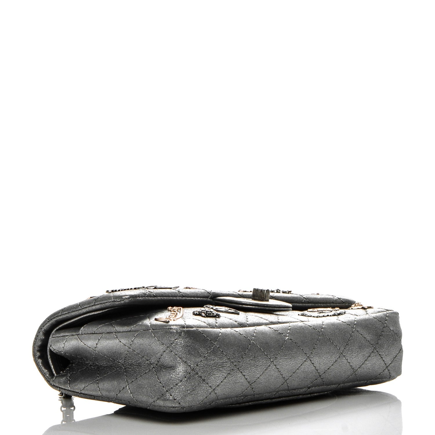 Chanel Metallic Calfskin Quilted Lucky Charms 2.55 Reissue 225 Flap Dark Silver 5 of 7