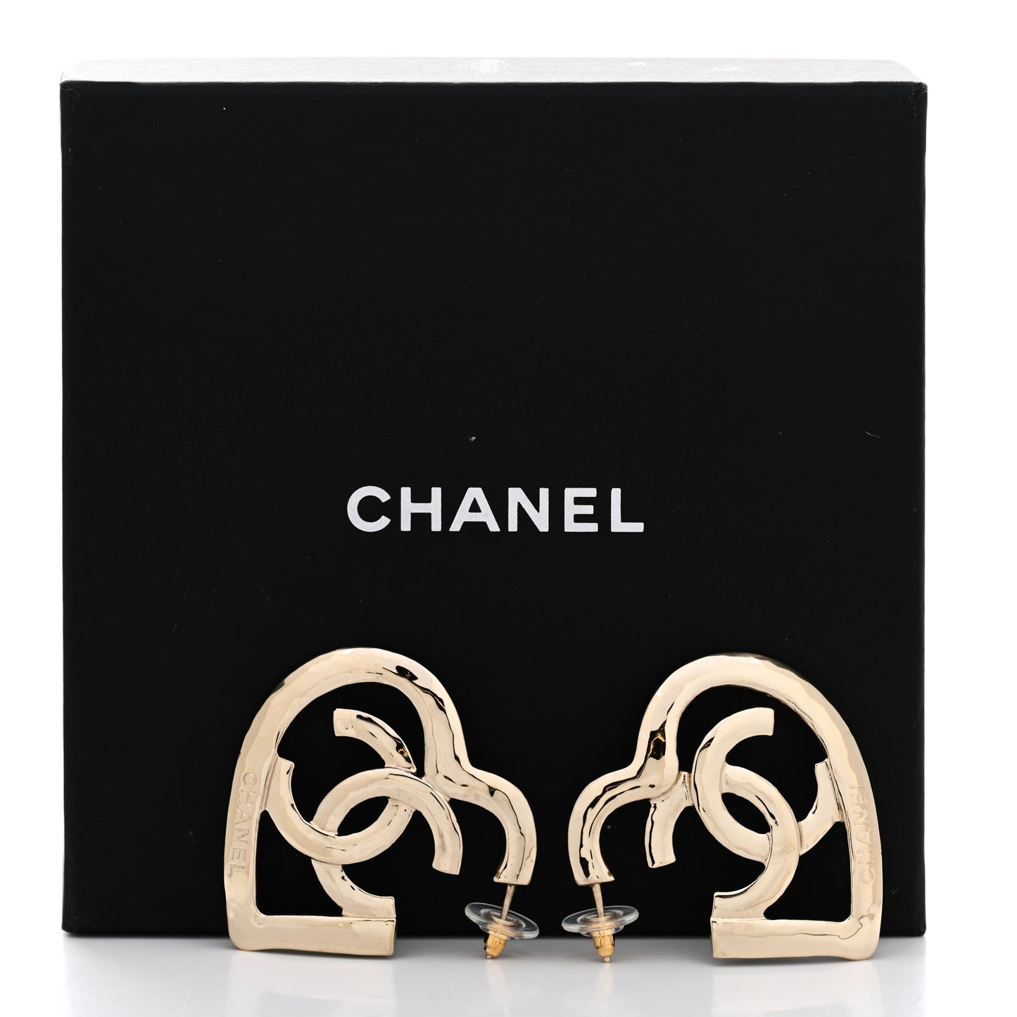 Metal CC Heart Coco In Love Hoop Earrings Gold