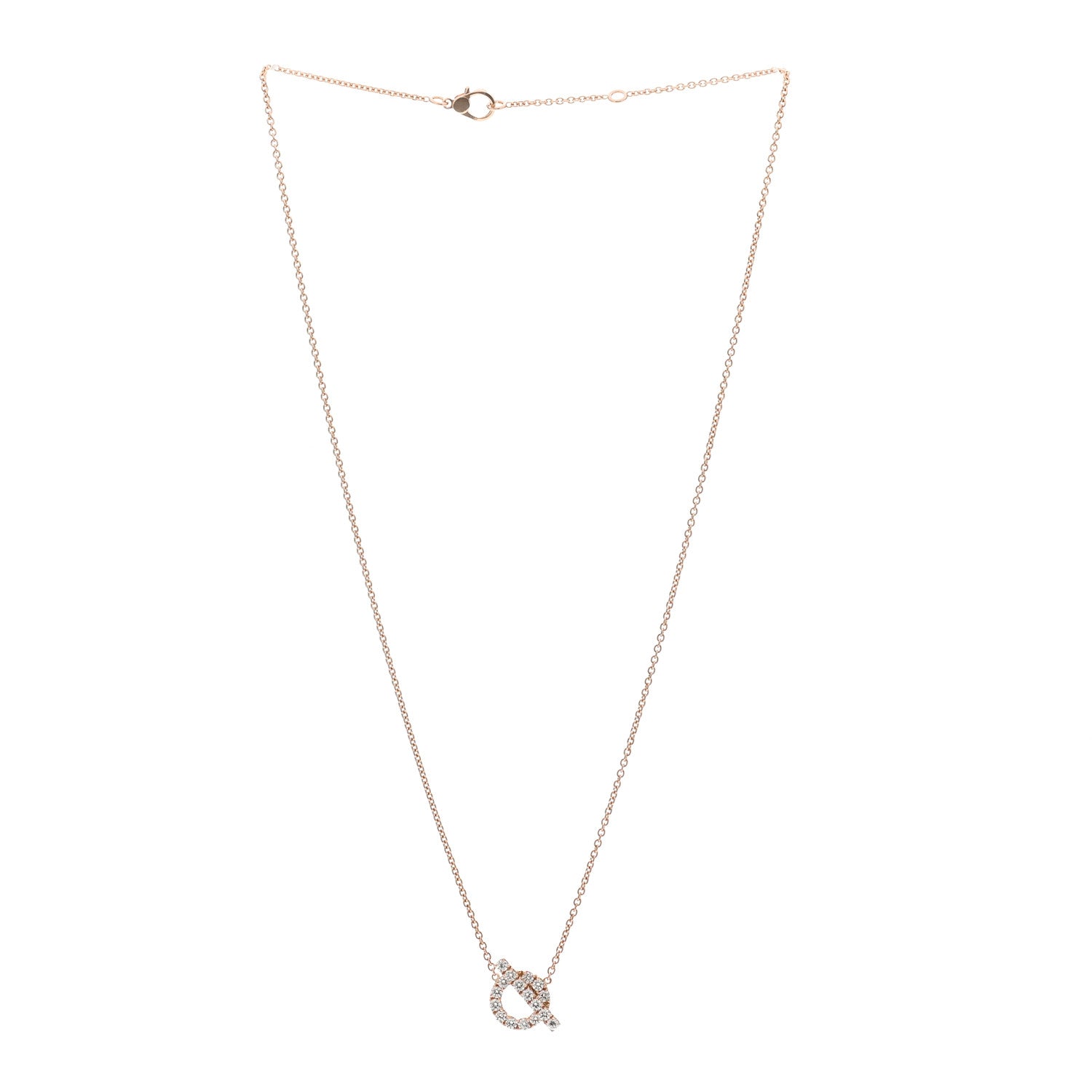 Hermes 18K Rose Gold Diamond Finesse Pendant Necklace 3 of 5