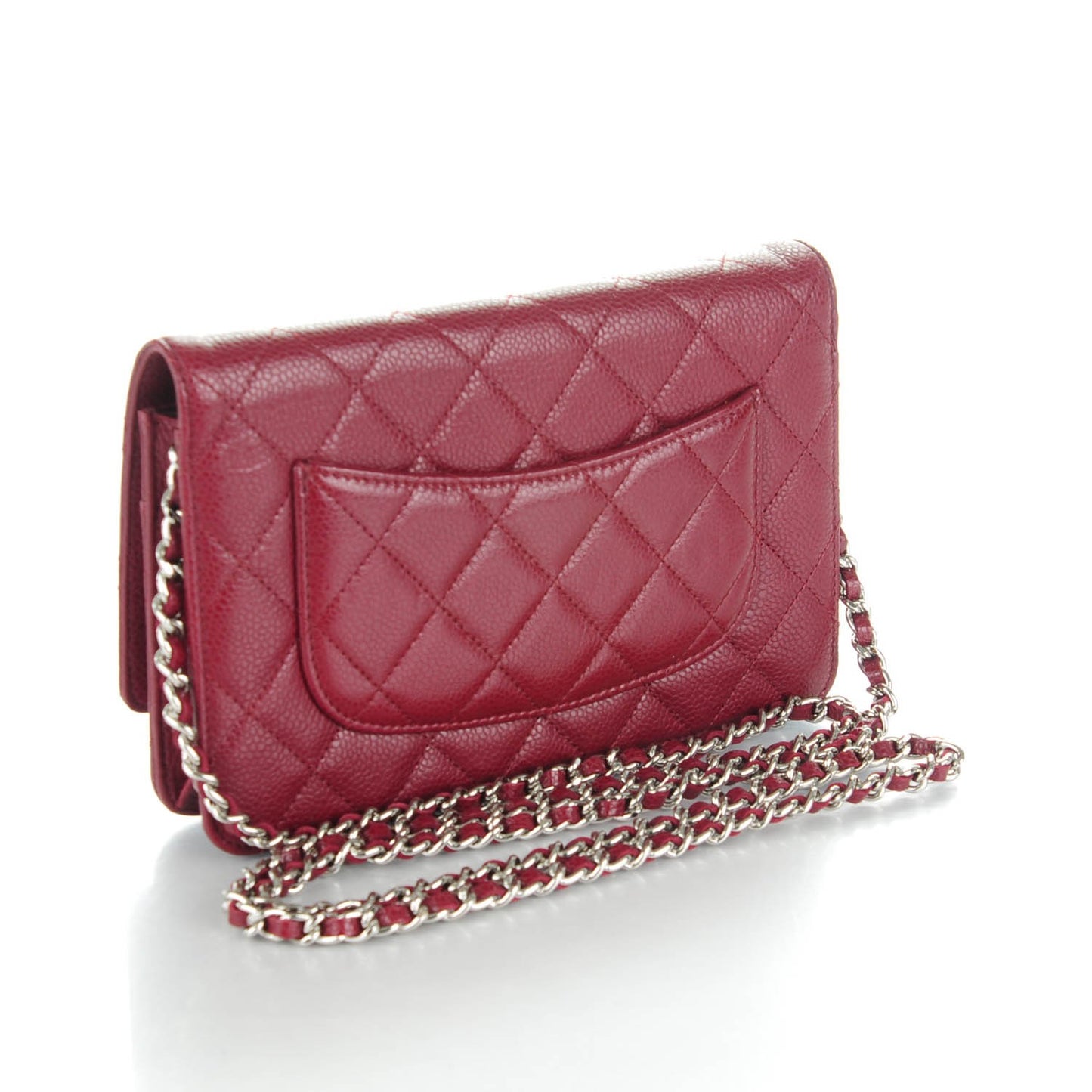 Caviar Quilted Wallet On Chain WOC Dark Red